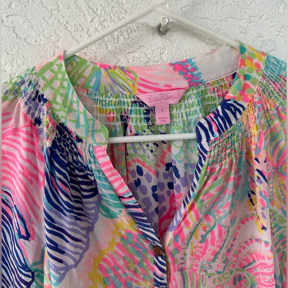Lilly Pulitzer Silk Elsa In Roar of the Seas Button Down Blouse Small - Picture 5 of 11